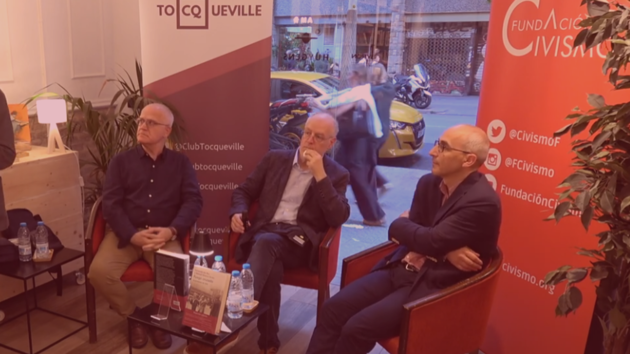 Presentación de «Fuego cruzado» con sus autores Fernando del Rey, Manuel Álvarez Tardío, y el historiador Jordi Canal